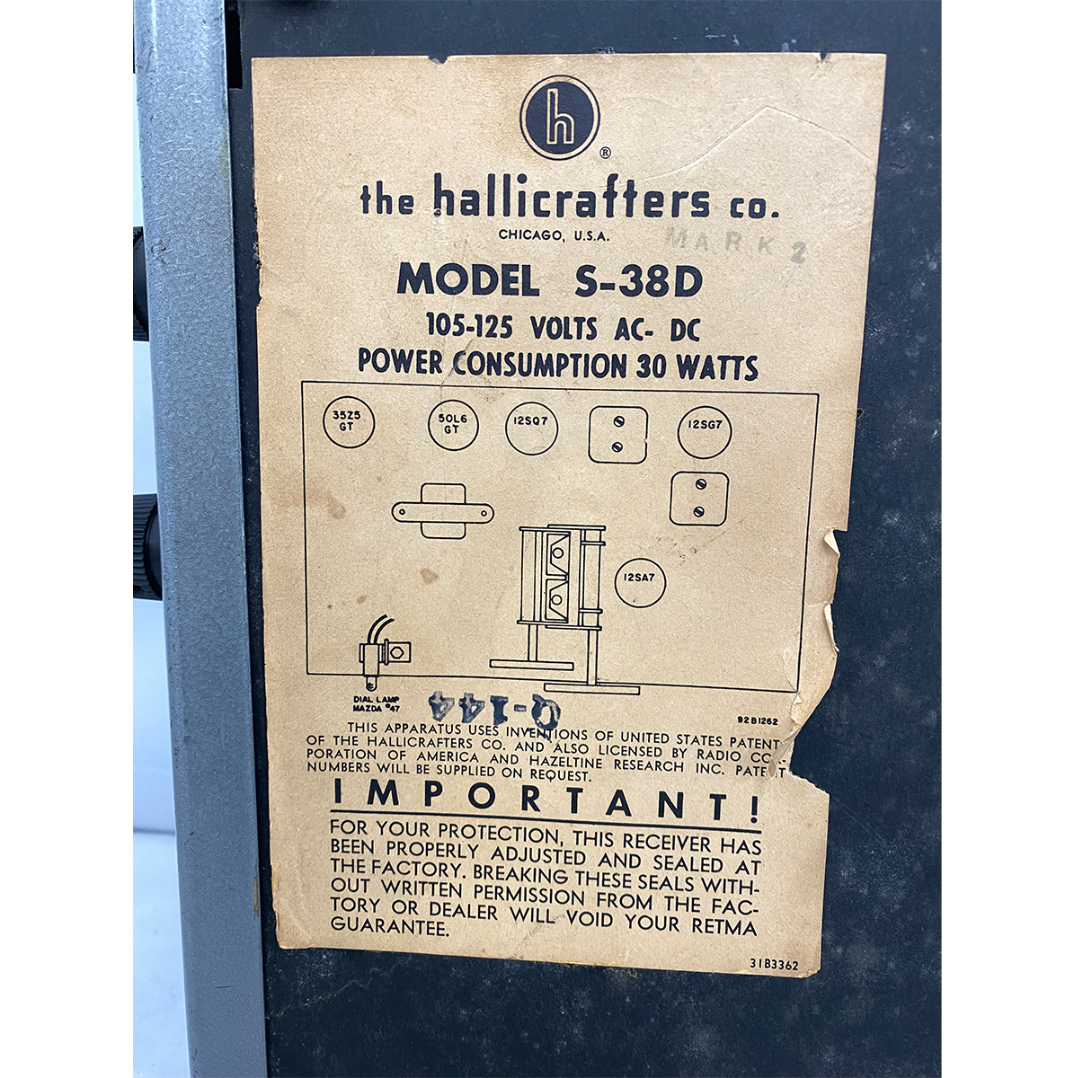 Hallicrafters S-38D MARK２　受信機