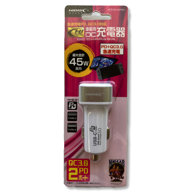磁気研究所　車載用DC充電器　USB-PD対応HDPDCU2PWH