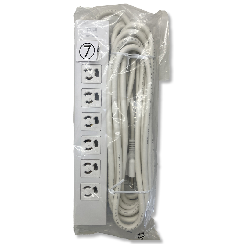 サンワサプライ　電源タップ（3P・7個口・5m）TAP-F37-5R