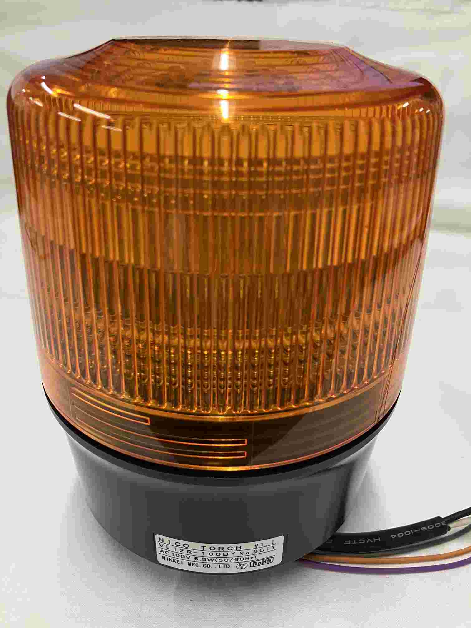 日恵製作所 ニコトーチ φ120 LED回転灯 AC100V ブザー付 黄【VL12R-100BY】【送料無料／外箱劣化】