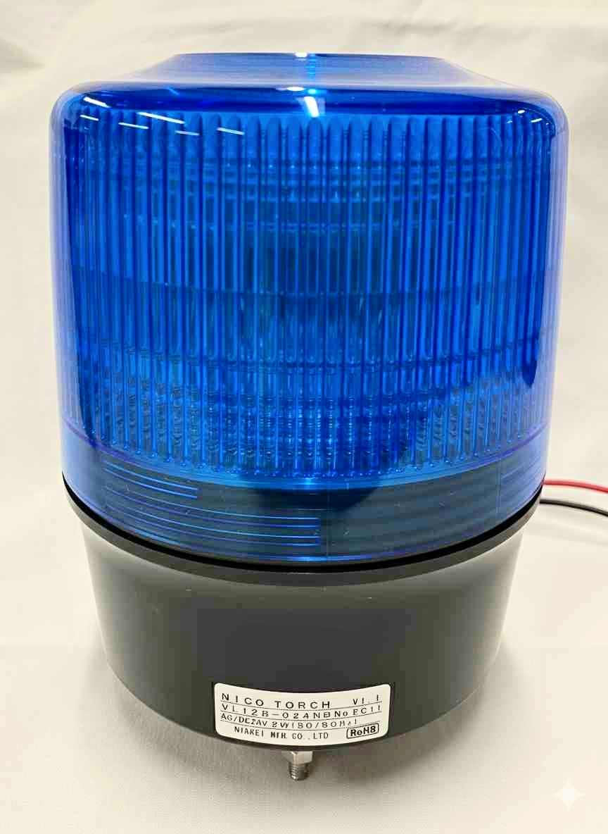 日恵製作所 ニコトーチ φ120 LED回転灯 DC24V 青【VL12R-024NB】【送料無料／外箱劣化】