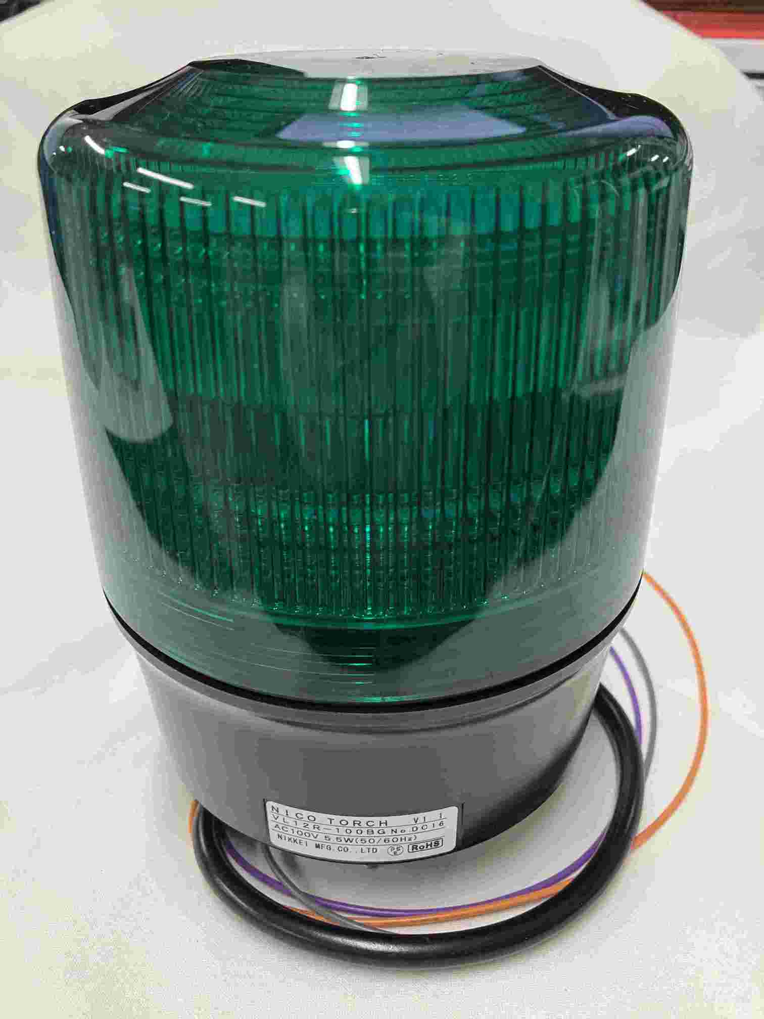 日恵製作所 ニコトーチ φ120 LED回転灯 AC100V ブザー付 緑【VL12R-100BG】【送料無料／外箱劣化】