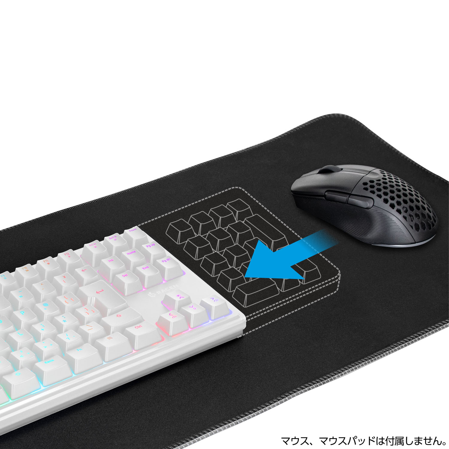 RACEN メンブレンゲーミングキーボードTKL ホワイト CRC-GMBKRGB02WT【CENTURY】