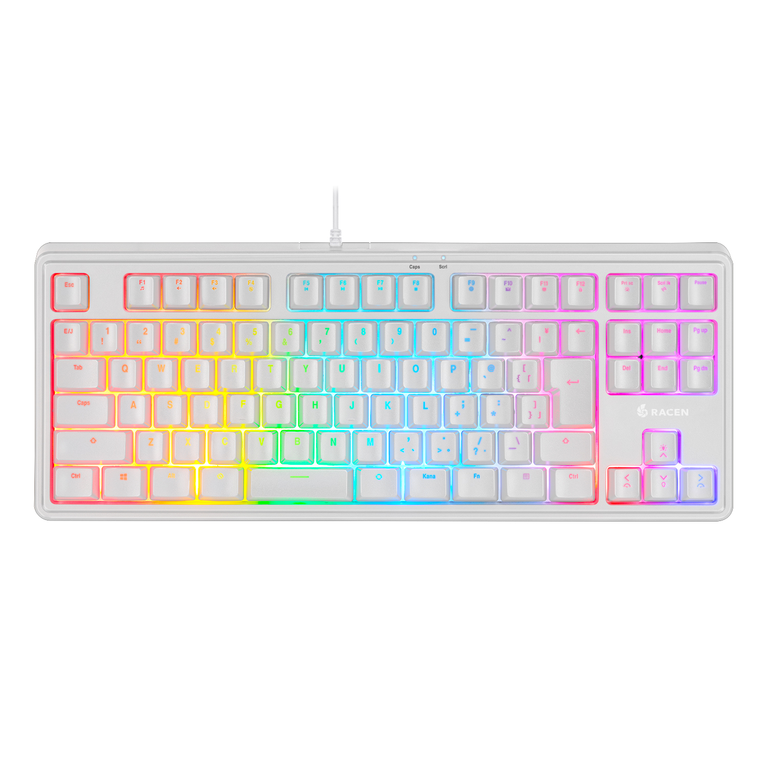RACEN メンブレンゲーミングキーボードTKL ホワイト CRC-GMBKRGB02WT【CENTURY】