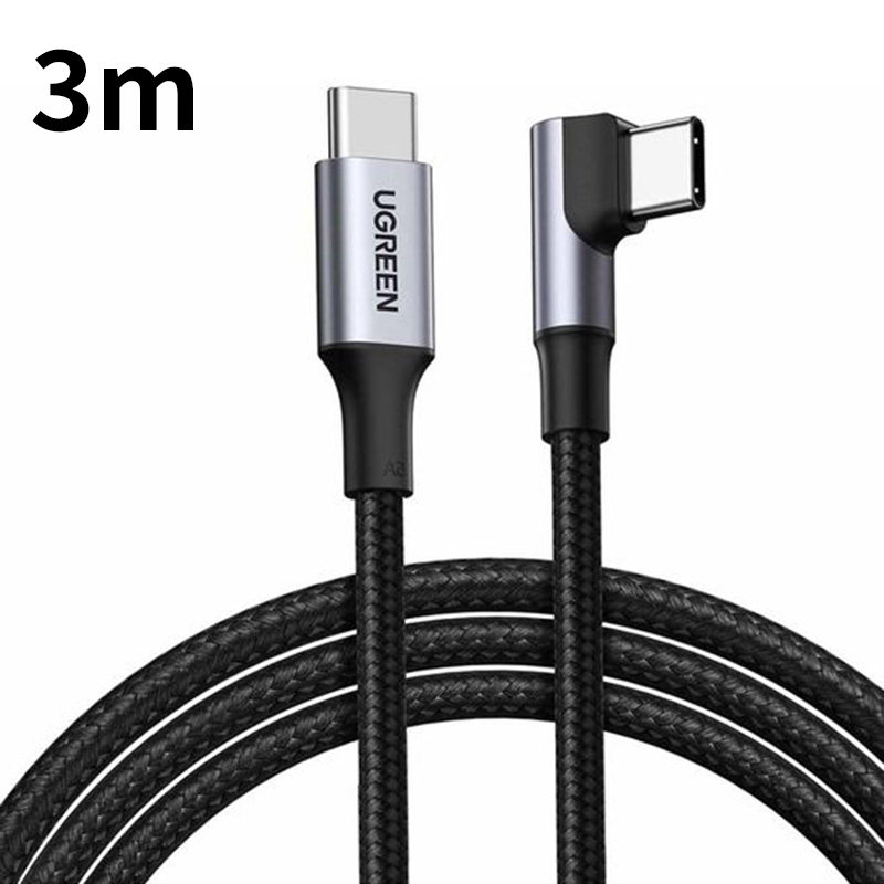 UGREEN 100Ｗ USB-C to USB-C L字 急速充電ケーブル 3m ブラック